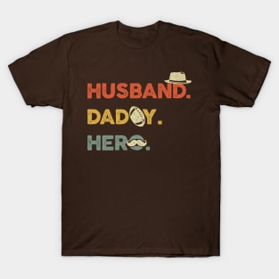 Husband Daddy Protector Hero Gift For Dad Fathers Day Bday T-Shirt